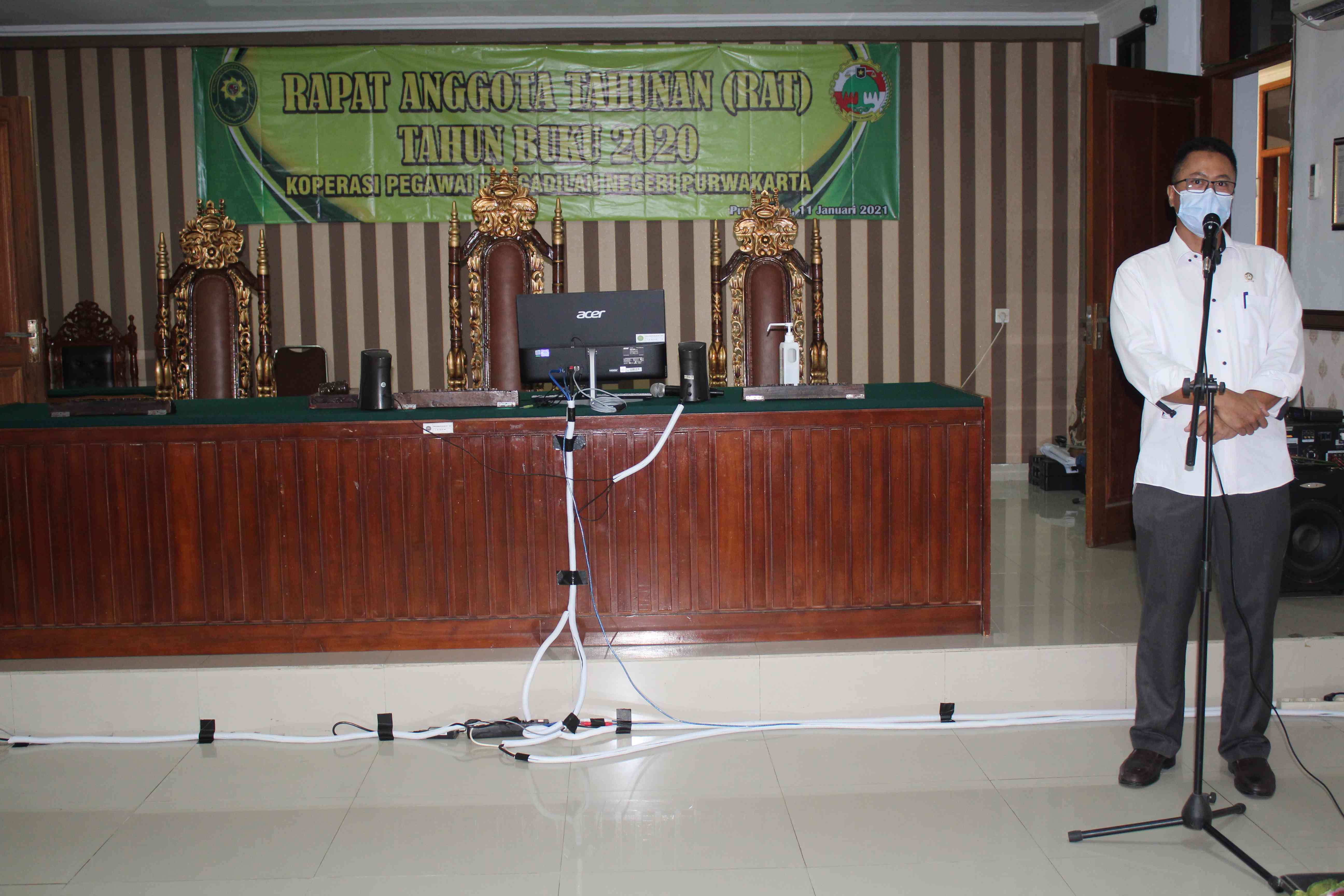 Sambutan Penasihat Koperasi Pengayoman Pegawai Pengadilan Negeri Purwakarta dalam acara RAT Koperasi Tahun Buku 2020 (11/1/2021)